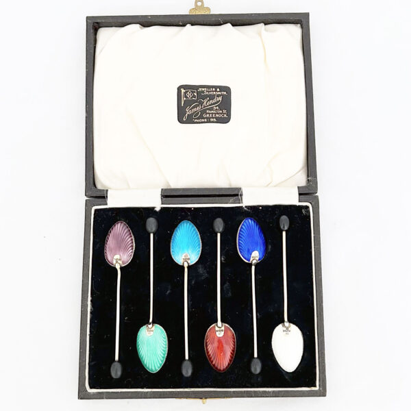 SILVER AND ENAMEL SPOONS - Image 5