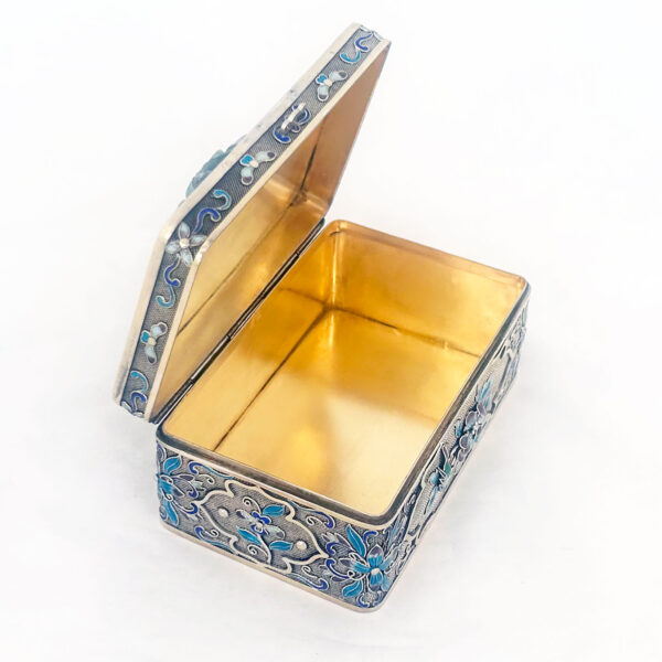 SILVER GILT AND ENAMEL BOX WITH JADE - Image 6