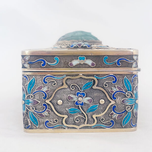 SILVER GILT AND ENAMEL BOX WITH JADE - Image 7