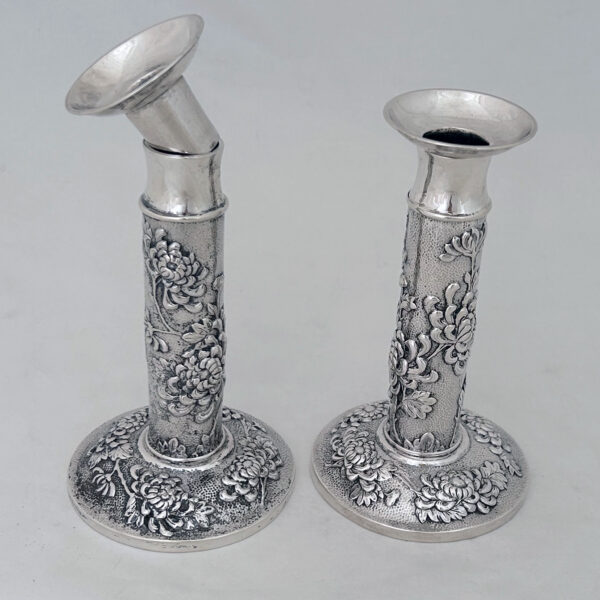 CHINESE EXPORT SILVER CANDLESTICKS - Image 4