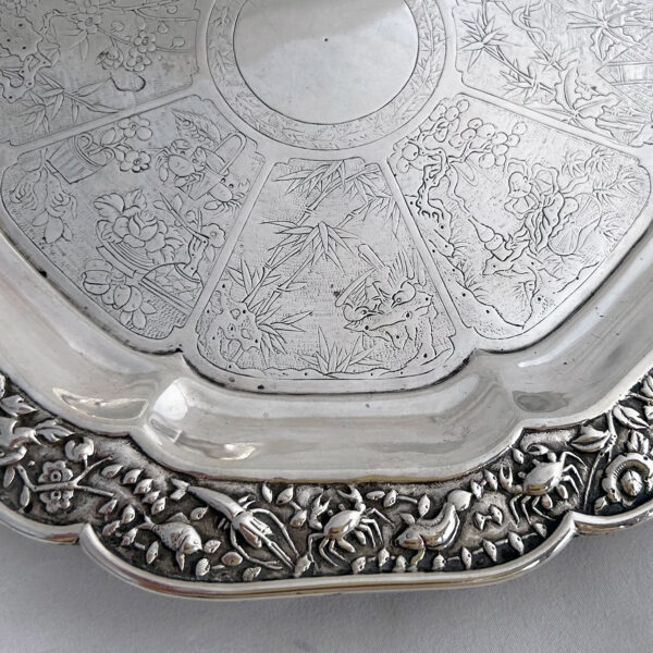 CHINESE EXPORT SILVER SALVER - Image 2