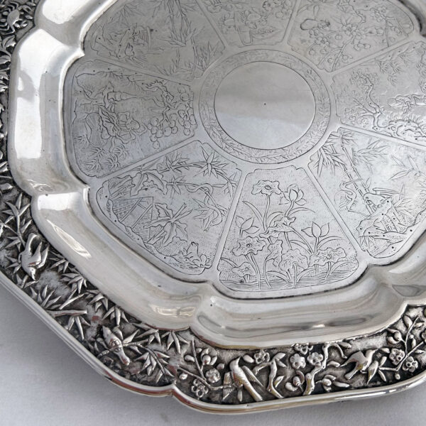 CHINESE EXPORT SILVER SALVER - Image 3