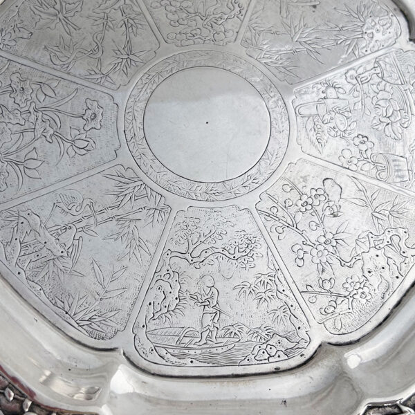 CHINESE EXPORT SILVER SALVER - Image 4