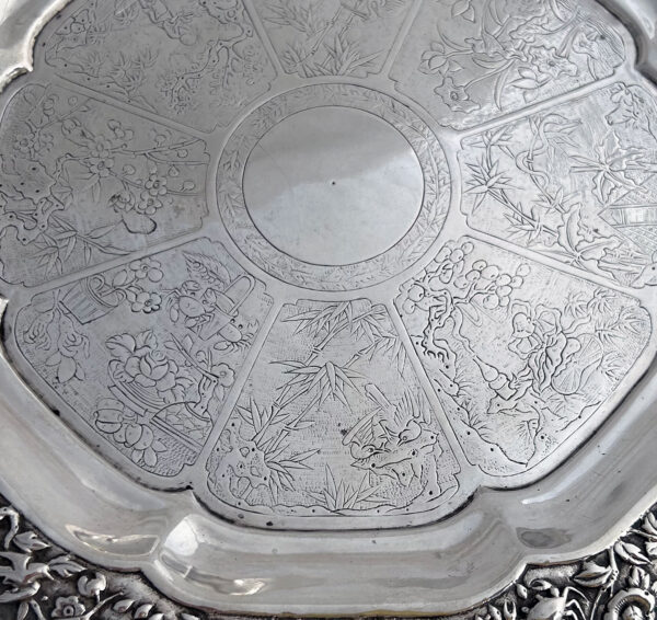 CHINESE EXPORT SILVER SALVER - Image 6