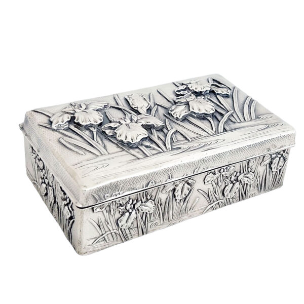 JAPANESE EXPORT SILVER IRIS  BOX