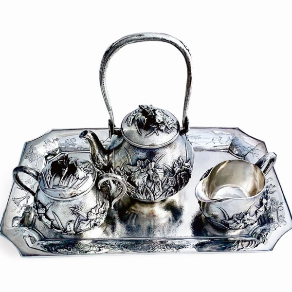 JAPANESE EXPORT SILVER TEA SET - Image 4
