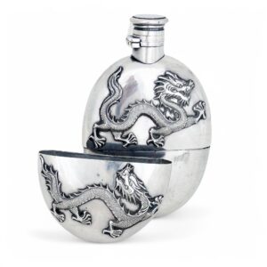CHINESE EXPORT SILVER HIP FLASK