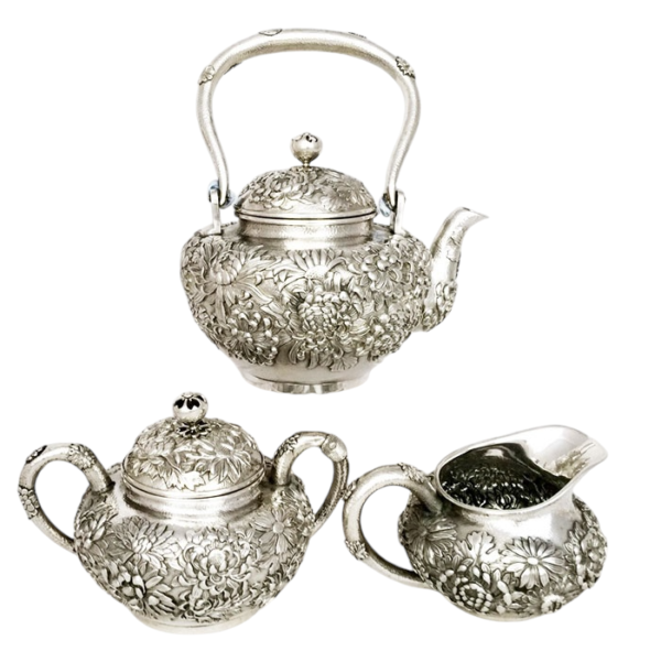 JAPANESE EXPORT SILVER TEA SET