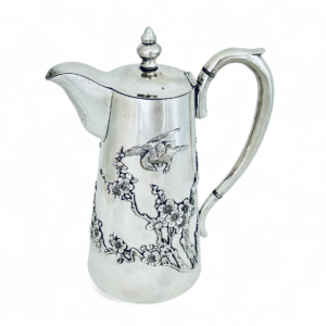 CHINESE EXPORT SILVER PLUM BLOSSOM COFFEE POT