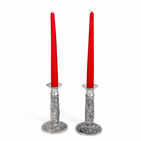 CHINESE EXPORT SILVER CANDLESTICKS