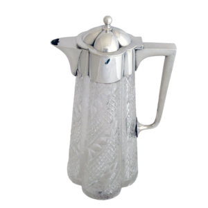 EDWARDIAN SILVER AND CRYSTAL  CLARET JUG